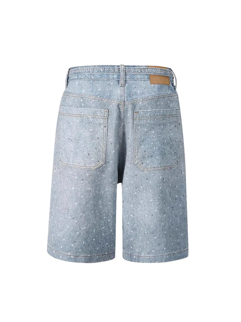 Summer Street Style Loose Fit Denim Capri Pants High Waist Straight Leg Short Shorts Full Rhinestone Embellished Blue Jeans
Summer Street Style Loose Fit Denim Capri Pants High Waist Straight Leg Short Shorts Full Rhinestone Embellished Blue Jeans