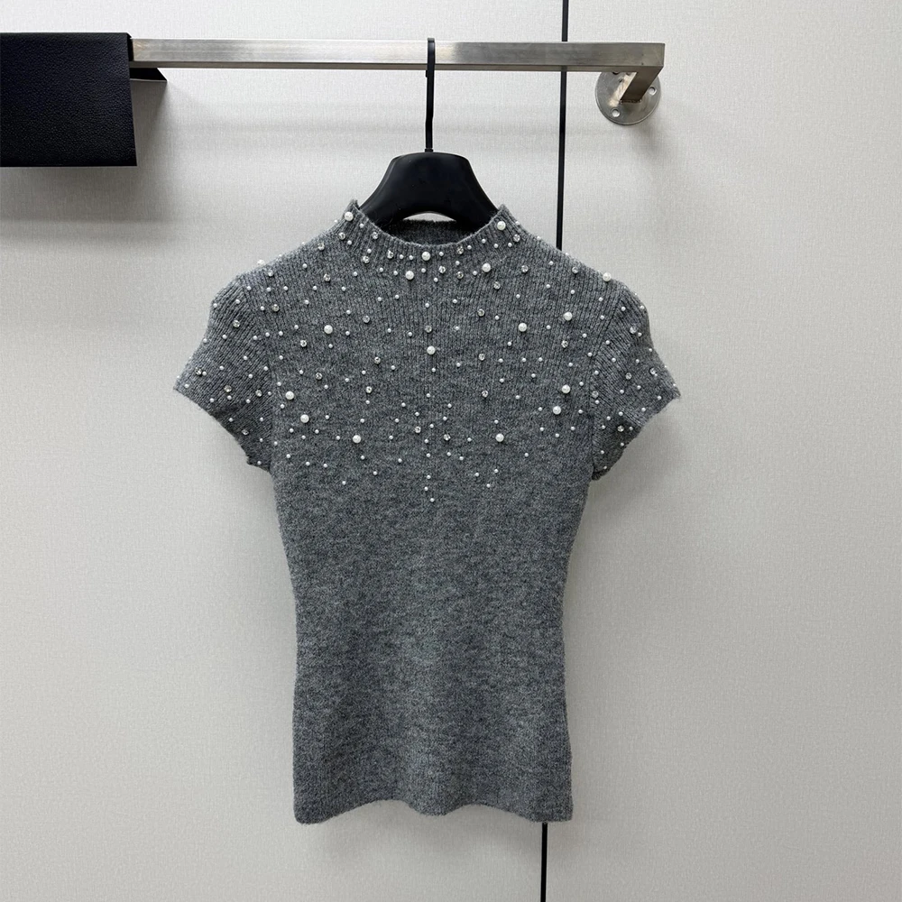 Pearl Rhinestone-Embellished Women's T-Shirt Elegant Commuter Crewneck Short-Sleeve Knit Top T-Shirts 2026 Spring New Y2k
Pearl Rhinestone-Embellished Women's T-Shirt Elegant Commuter Crewneck Short-Sleeve Knit Top T-Shirts 2026 Spring New Y2k