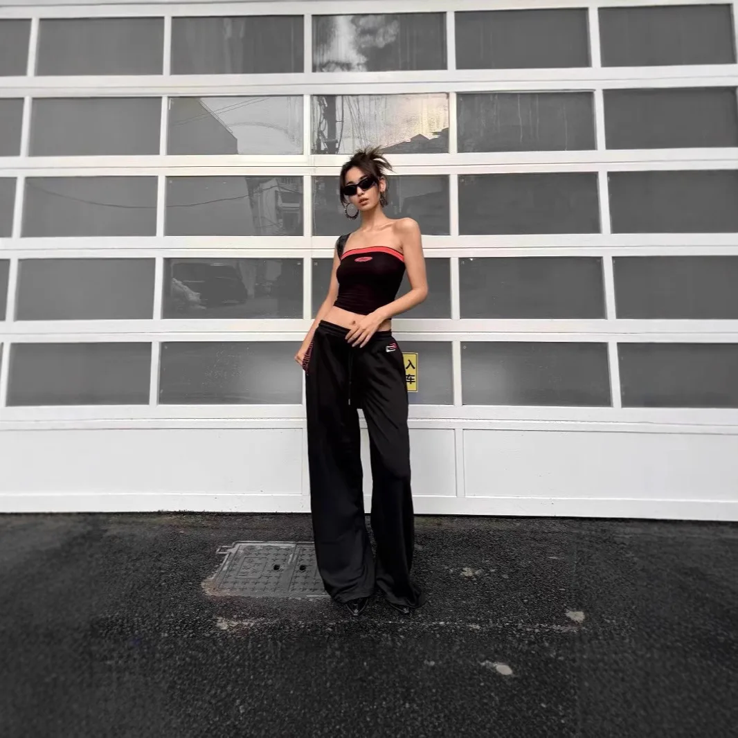 IIA American Hot Girl Sle Color Blo Комплект спортивной одежды в стиле ретро Женский топ на бретельках с высокой талией Широкие брюки Faionable 
IIA American Hot Girl Sle Color Blo Комплект спортивной одежды в стиле ретро Женский топ на бретельках с высокой талией Широкие брюки Faionable