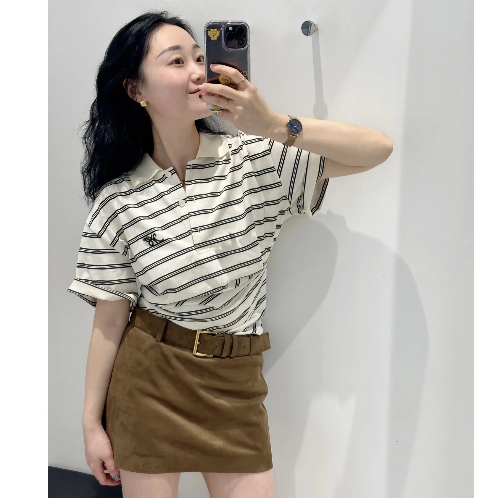 Selfwill Повседневная весенняя полосатая футболка со стразами и надписью Ne ort Sve/круглая свободная длинная футболка Женская 
Selfwill Повседневная весенняя полосатая футболка со стразами и надписью Ne ort Sve/круглая свободная длинная футболка Женская