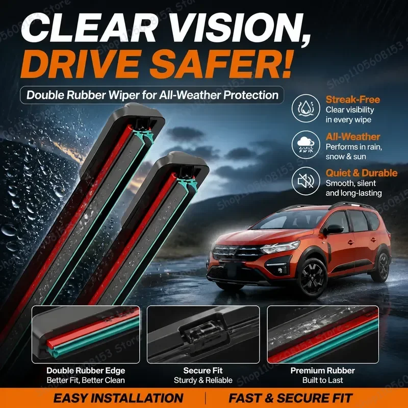 For Dacia Jogger 2021–2024 Front Rear Windshield Wiper Blades Hybrid MPV Windscreen Wipers All-Weather Rain Removal
For Dacia Jogger 2021–2024 Front Rear Windshield Wiper Blades Hybrid MPV Windscreen Wipers All-Weather Rain Removal