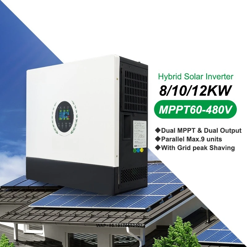CKMINE 12KW Hybrid Solar Inverter High Performance Dual ‘MPPT Output on Off Grid 48V 550VDC 54A Single Phase for Home
CKMINE 12KW Hybrid Solar Inverter High Performance Dual ‘MPPT Output on Off Grid 48V 550VDC 54A Single Phase for Home