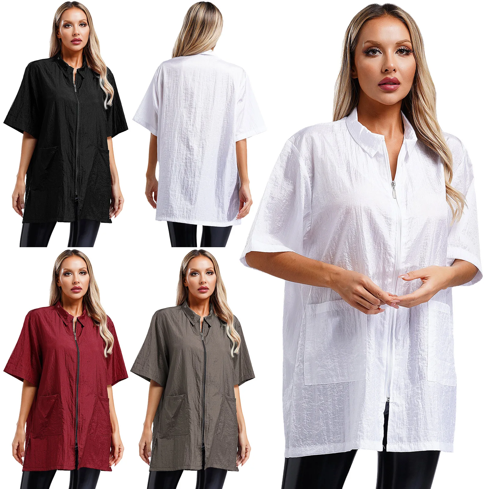 Adult Barber Smock Jacket Salon Client Short Sleeve Front Zipper Gown Hairdressing Breathable Apron Dog Pet Grooming Workwear
Adult Barber Smock Jacket Salon Client Short Sleeve Front Zipper Gown Hairdressing Breathable Apron Dog Pet Grooming Workwear