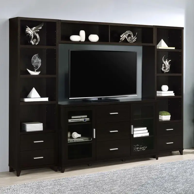 4-Piece Rectangular Entertainment Center with Modern Design and Ample Storage Space
4-Piece Rectangular Entertainment Center with Modern Design and Ample Storage Space