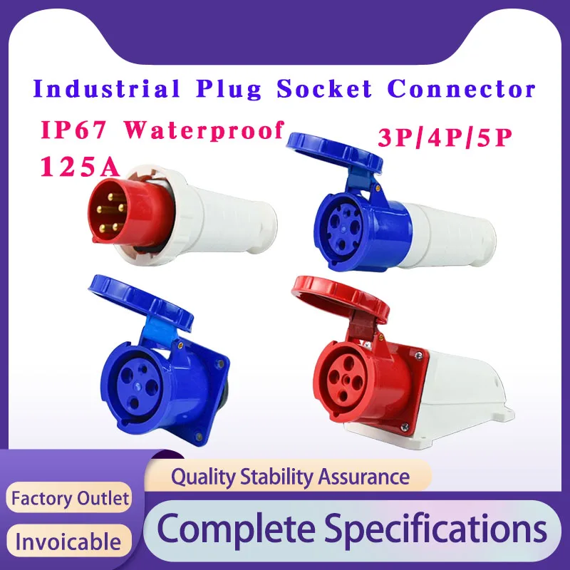 1PCS 125A Industrial Plug Socket Connector 3P/4P/5P IP67 Waterproof Male Female High Power Open And Concealed Industrial Plug
1PCS 125A Industrial Plug Socket Connector 3P/4P/5P IP67 Waterproof Male Female High Power Open And Concealed Industrial Plug
