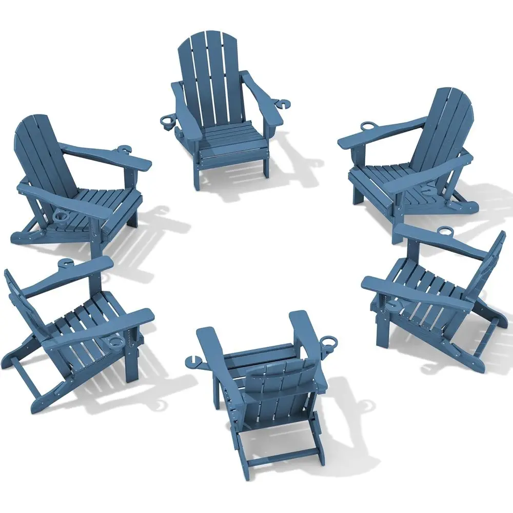 Set of 6 Navy HDPE Outdoor Adirondack Chairs - Durable, Weather-Resistant, Wood-Like Plastic
Set of 6 Navy HDPE Outdoor Adirondack Chairs - Durable, Weather-Resistant, Wood-Like Plastic