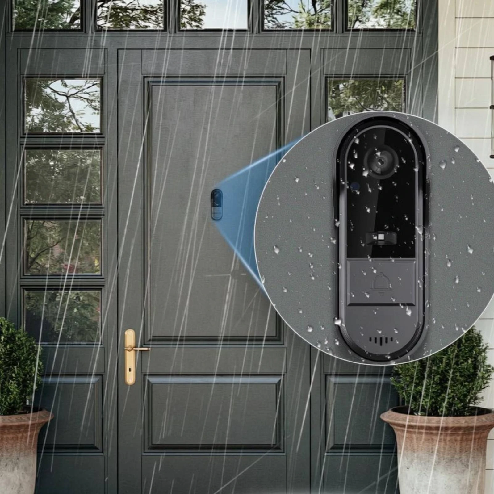 Wireless Visual Entry Chime Two-Way Communication Visual Entry Chime Monitor Outdoor Door Single-Unit Weather-Resistant Home
