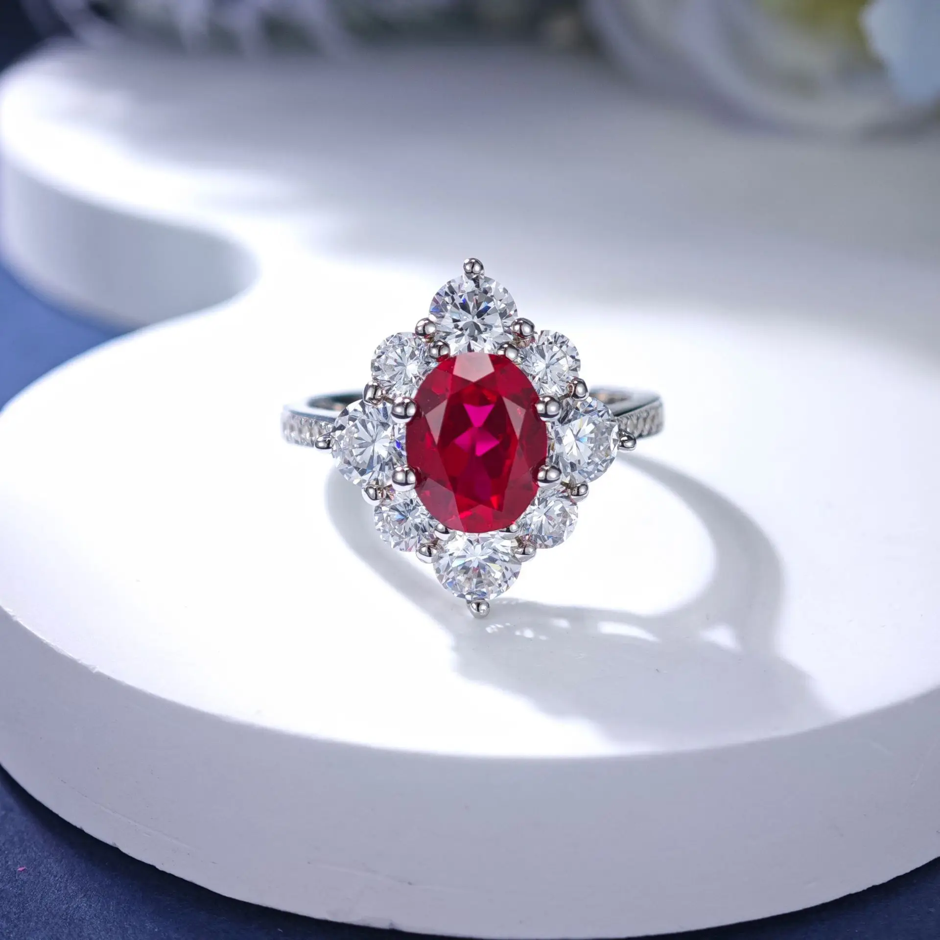 Platinum PT950 vintage European-style 2-carat colored diamond oval-shaped ring with an unusual red ruby gemstone
Platinum PT950 vintage European-style 2-carat colored diamond oval-shaped ring with an unusual red ruby gemstone