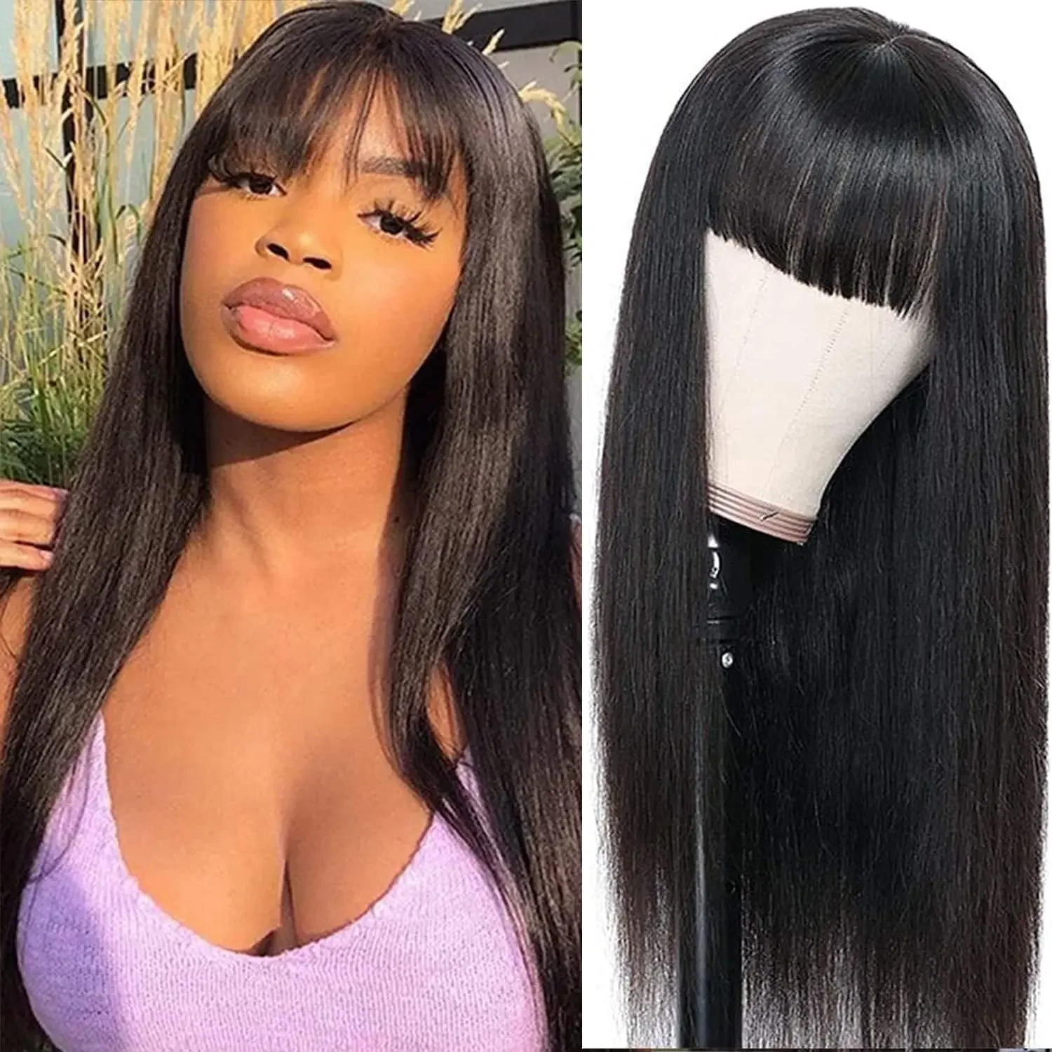 Brazilian Human Hair Wig With Bangs Full Machine Made Straight Fringe Wigs Long 30 Inch Virgin Human Hair Wig For Black Women
Brazilian Human Hair Wig With Bangs Full Machine Made Straight Fringe Wigs Long 30 Inch Virgin Human Hair Wig For Black Women