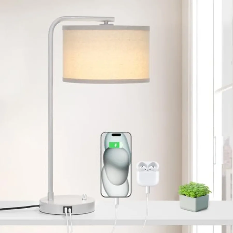 Table Lamp with USB C+A Ports, Fully Dimmable Nightstand Lamp for Living Room, Modern Grey Bedside Lamp, Tall Table Lamp with B
Table Lamp with USB C+A Ports, Fully Dimmable Nightstand Lamp for Living Room, Modern Grey Bedside Lamp, Tall Table Lamp with B