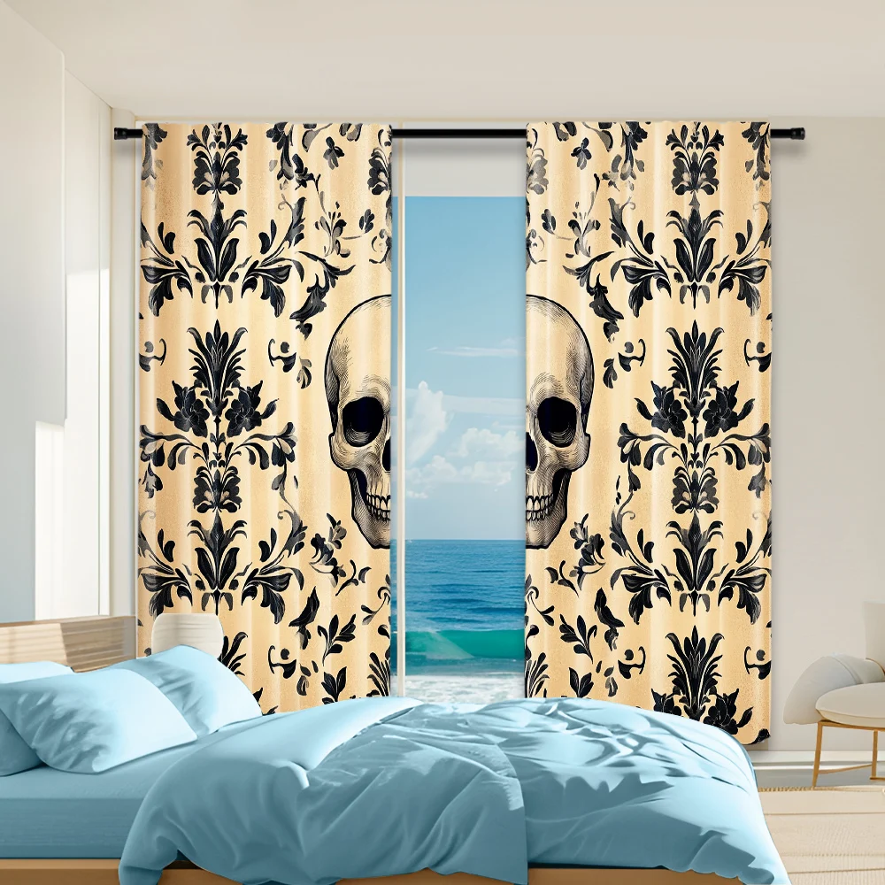 2 pcs, versatile polyester transparent curtains for home decoration Gothic Skull & Floral Peel for use in bedrooms and living
2 pcs, versatile polyester transparent curtains for home decoration Gothic Skull & Floral Peel for use in bedrooms and living