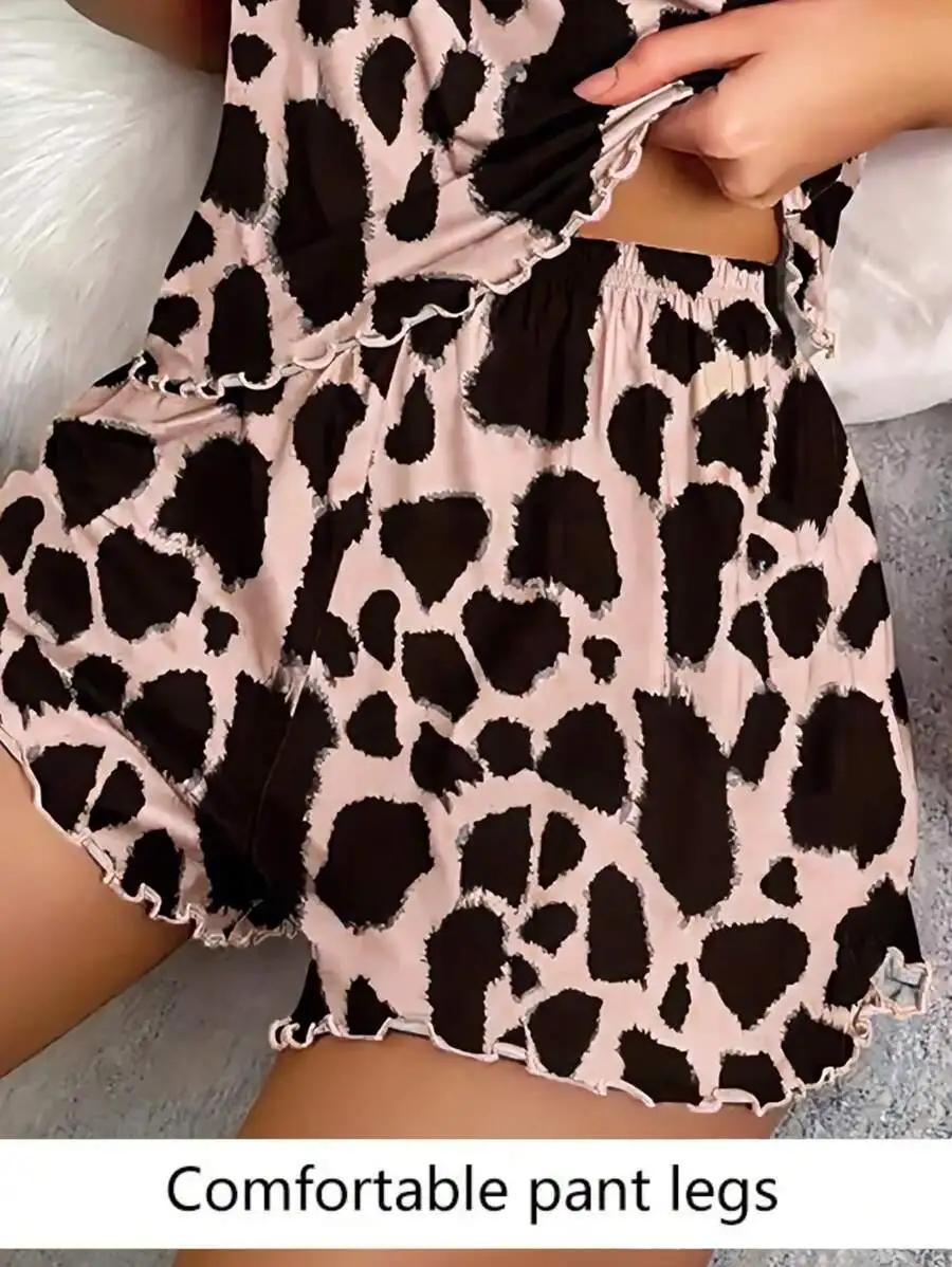 Women 2 Piece Leopard Print Sleepwear Set Camisole Top And Shorts Comfortable Ice Silk Pajamas
Women 2 Piece Leopard Print Sleepwear Set Camisole Top And Shorts Comfortable Ice Silk Pajamas