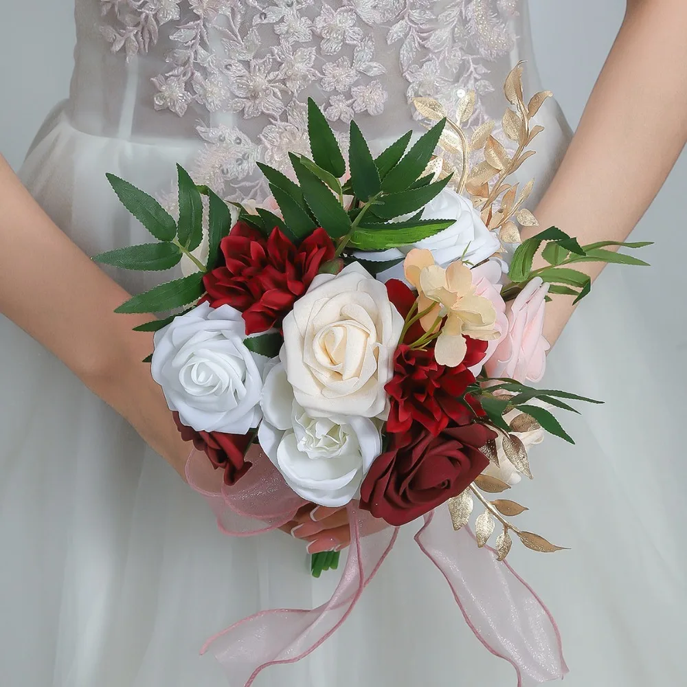 Vintage Burgundy Silk Rose Artifical Flowers Wedding Party Brides Handheld Marrige Accessories
Vintage Burgundy Silk Rose Artifical Flowers Wedding Party Brides Handheld Marrige Accessories