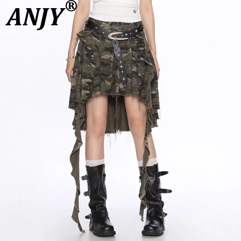 ANJY Summer New Women American Retro Skirts Camouflage Irregular Ribbon A-line Pleated Washed Vintage Y2K Ins Short Skirts A8786
ANJY Summer New Women American Retro Skirts Camouflage Irregular Ribbon A-line Pleated Washed Vintage Y2K Ins Short Skirts A8786