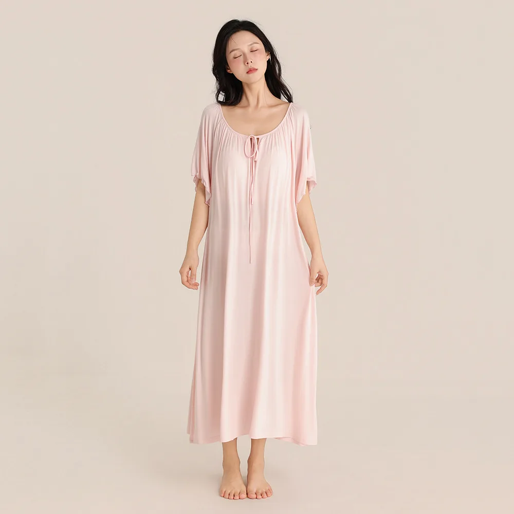 Ladies'Round Neck Nightgown With Chest Pad Solid One Piece Long Nightdress Soft And Cool Home Wear Loose Fit Loungewear
Ladies'Round Neck Nightgown With Chest Pad Solid One Piece Long Nightdress Soft And Cool Home Wear Loose Fit Loungewear