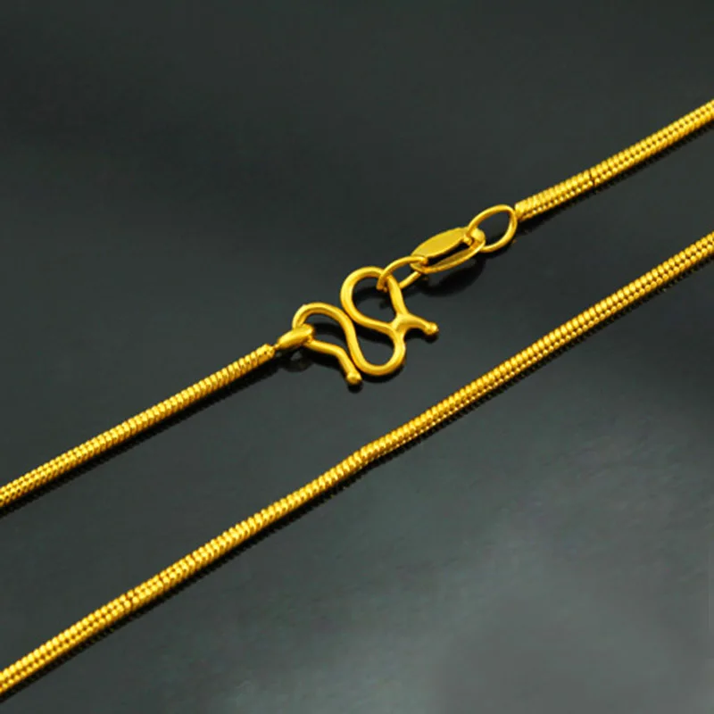 Luxury 24K 9999 Pure Gold real gold Women's simple 1mm smooth round snake necklace
Luxury 24K 9999 Pure Gold real gold Women's simple 1mm smooth round snake necklace