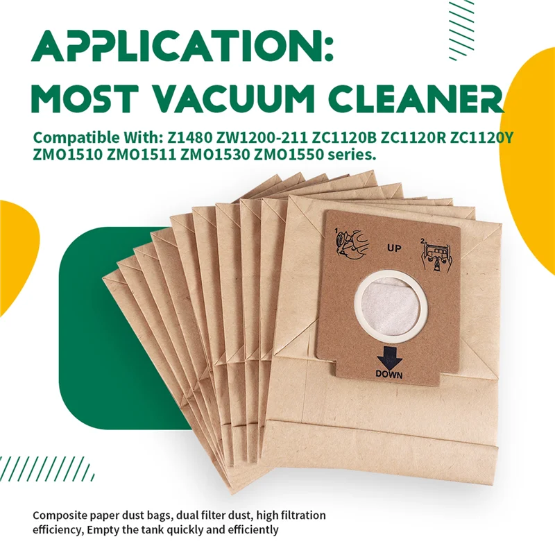 ABRW-10 Pcs Vacuum Cleaner Kraft Paper Dust Bags Dual Filter Dust Bag Fit For Z1480 ZW1200-211 ZC1120B ZC1120R ZC1120Y ZMO1510 Z
ABRW-10 Pcs Vacuum Cleaner Kraft Paper Dust Bags Dual Filter Dust Bag Fit For Z1480 ZW1200-211 ZC1120B ZC1120R ZC1120Y ZMO1510 Z