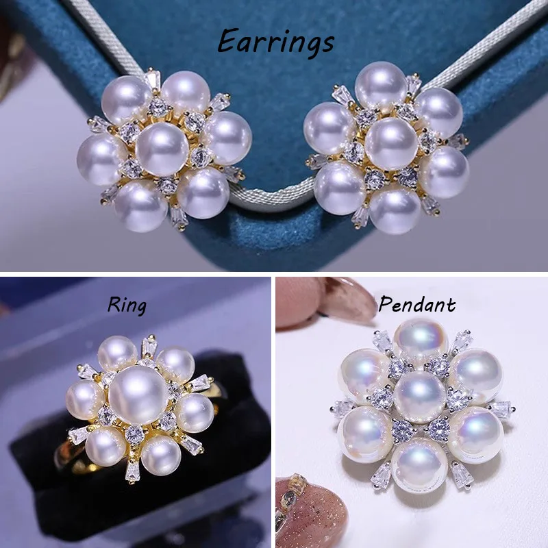 MeiBaPJ Real 925 Sterling Silver Flower Natural Nearround Pearl Jewelry Set Ring Earrings Pendant Fine Wedding for Women
MeiBaPJ Real 925 Sterling Silver Flower Natural Nearround Pearl Jewelry Set Ring Earrings Pendant Fine Wedding for Women