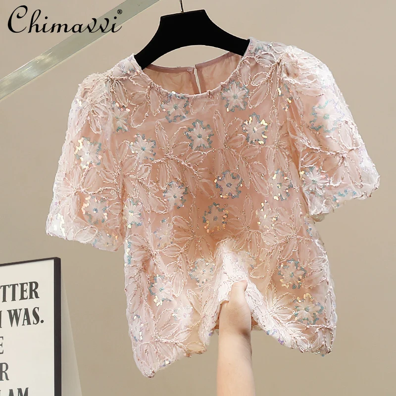 Fashion Heavy Sequin Embroidery Flower Crew Neck Shirt 2025 Summer New Fashion Crew Neck French Fashion Temperament Shirt Top
Fashion Heavy Sequin Embroidery Flower Crew Neck Shirt 2025 Summer New Fashion Crew Neck French Fashion Temperament Shirt Top
