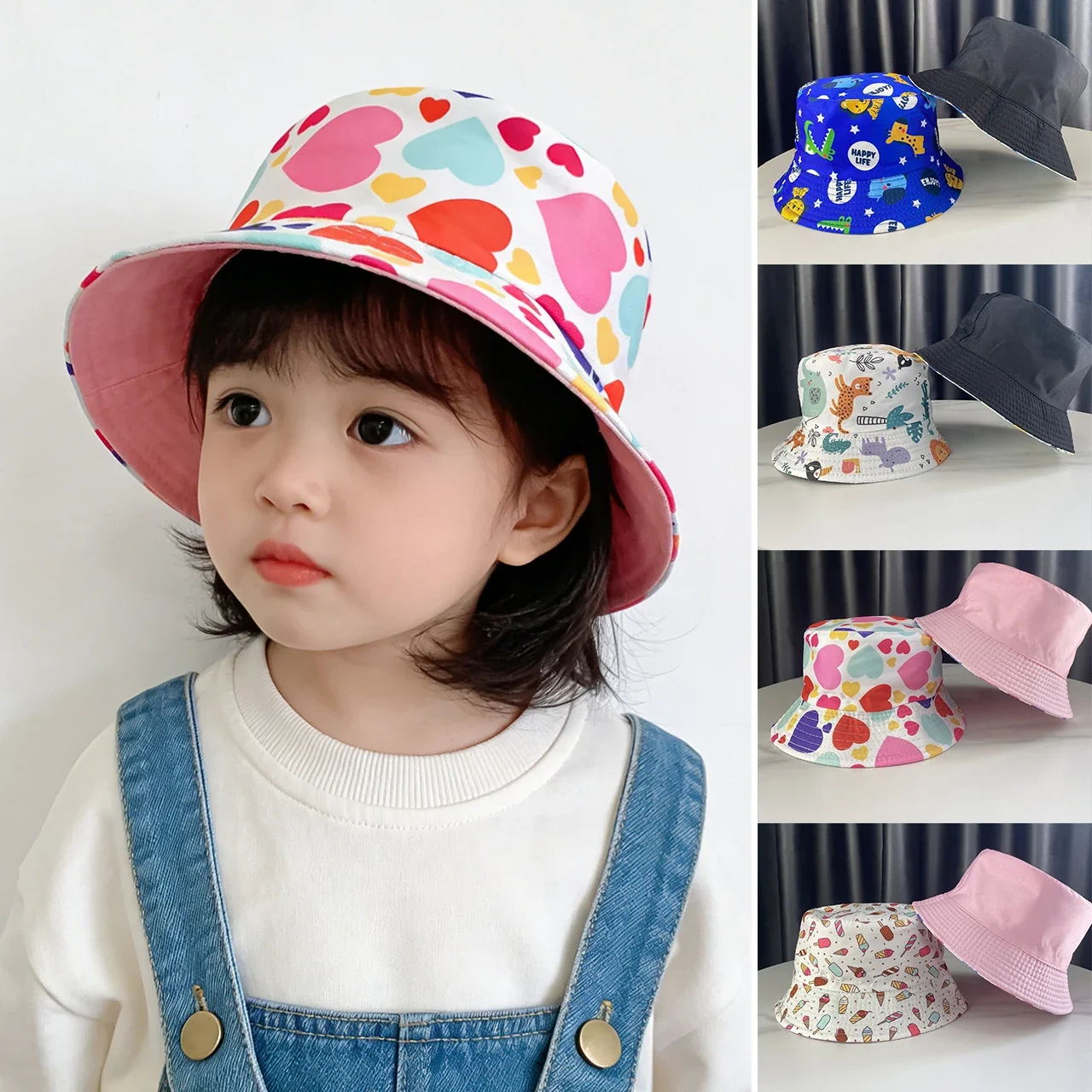 Doube Sided Kids Fisherman Hat Cartoon Animal Heart Print Bucket Hats For Boys Girls Summer Outdoor Wide Brim Toddler Basin Cap
Doube Sided Kids Fisherman Hat Cartoon Animal Heart Print Bucket Hats For Boys Girls Summer Outdoor Wide Brim Toddler Basin Cap