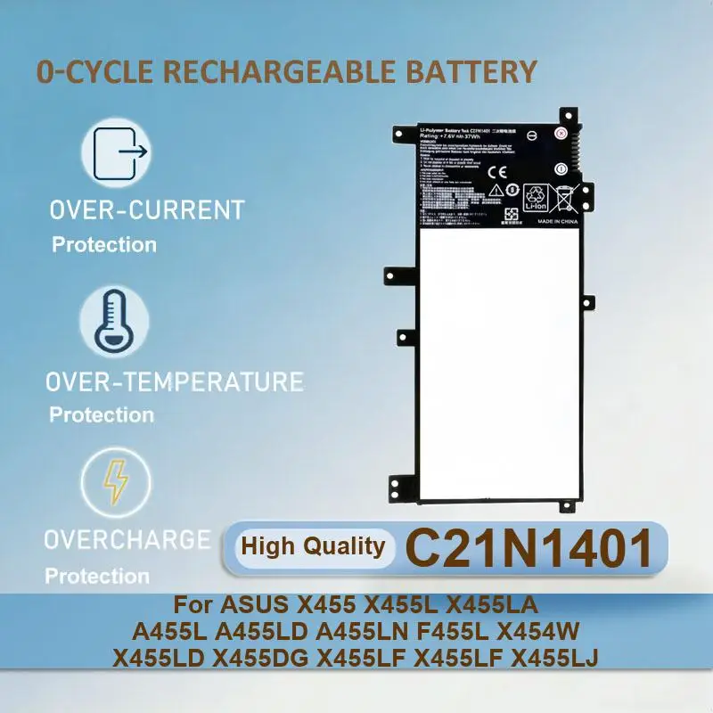 C21N1401 Laptop Battery For ASUS X455 X455L X455LA A455L A455LD A455LN F455L X454W X455LD X455DG X455LF X455LF X455LJ
C21N1401 Laptop Battery For ASUS X455 X455L X455LA A455L A455LD A455LN F455L X454W X455LD X455DG X455LF X455LF X455LJ
