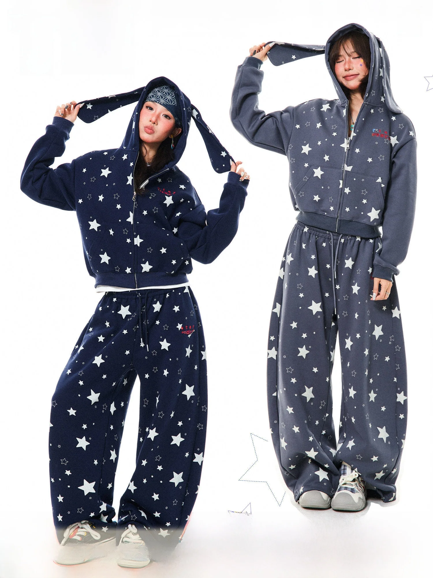 Модный повседневный комплект Young Stage American Sle Star Print с ушками кролика: худи и спортивные брюки для женщин, весенний, в университетском стиле
Модный повседневный комплект Young Stage American Sle Star Print с ушками кролика: худи и спортивные брюки для женщин, весенний, в университетском стиле