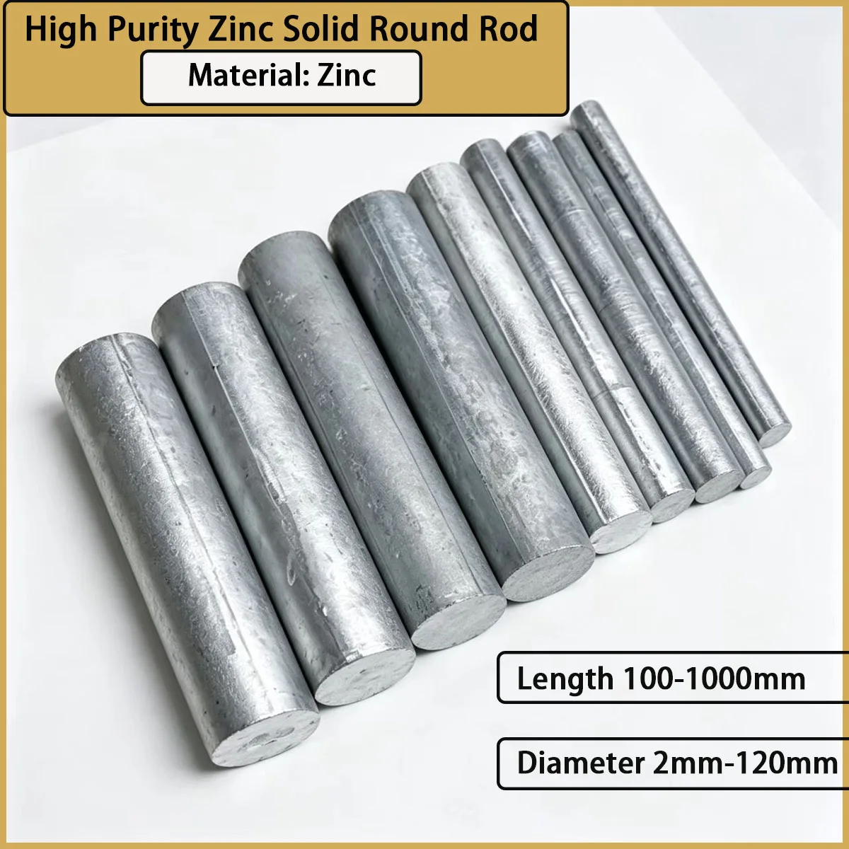 High purity zinc solid round rod with a diameter of 2mm-120mm is used for electroplating anodes, mechanical weighting, etc
High purity zinc solid round rod with a diameter of 2mm-120mm is used for electroplating anodes, mechanical weighting, etc