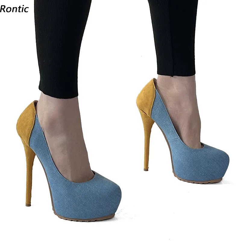 Rontic/женские весенние туфли-лодочки ручной работы на платформе, пикантные туфли на шпильке с круглым носком, потрясающие желто-зеленые повседневные туфли, женские размеры США 5-20 
Rontic/женские весенние туфли-лодочки ручной работы на платформе, пикантные туфли на шпильке с круглым носком, потрясающие желто-зеленые повседневные туфли, женские размеры США 5-20