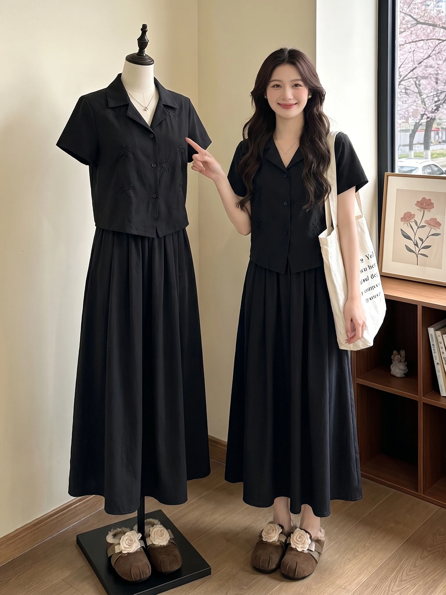 plus Size Women's Fashion Set Black Slimming Pear Shape High Waist Trousers And Top Summer Workwear Style Short Sleeve Shirt
plus Size Women's Fashion Set Black Slimming Pear Shape High Waist Trousers And Top Summer Workwear Style Short Sleeve Shirt