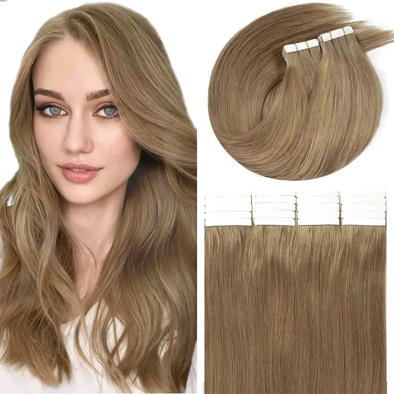 20Pcs Real Remy Human Hair Tape-In Extensions in Light Brown #8 - Straight Hair, Various Lengths, Perfect For Women
20Pcs Real Remy Human Hair Tape-In Extensions in Light Brown #8 - Straight Hair, Various Lengths, Perfect For Women