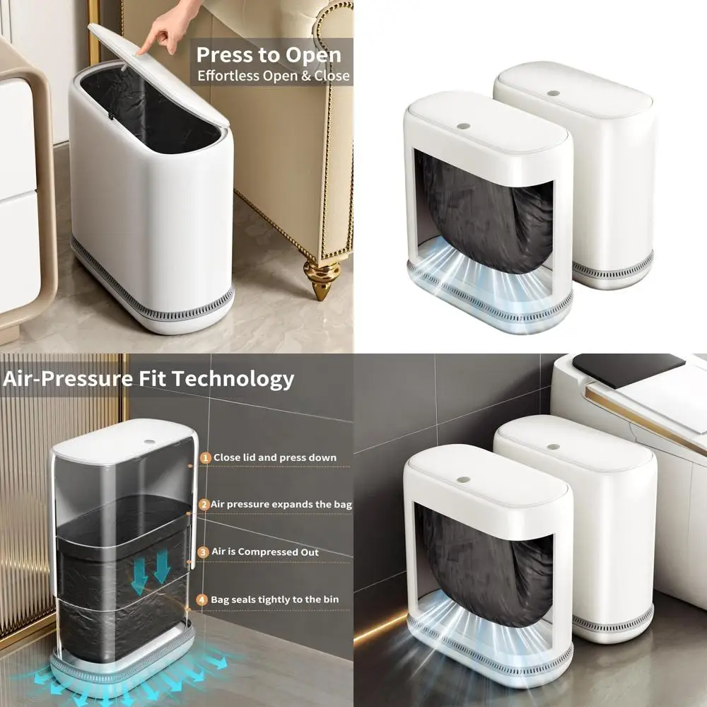 3 Gallon Slim Bathroom Trash Can with Lid, Auto-Adsorption & 75 Bags, Dog-Proof Mini Waste Bin for Home and Office, White
3 Gallon Slim Bathroom Trash Can with Lid, Auto-Adsorption & 75 Bags, Dog-Proof Mini Waste Bin for Home and Office, White