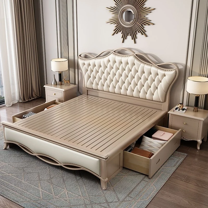 European Style Modern Bed Frame Double Platform Bedroom Luxury Bed Frame Queen Size Twin Cama Moderno Lujo Bedroom Furniture
European Style Modern Bed Frame Double Platform Bedroom Luxury Bed Frame Queen Size Twin Cama Moderno Lujo Bedroom Furniture