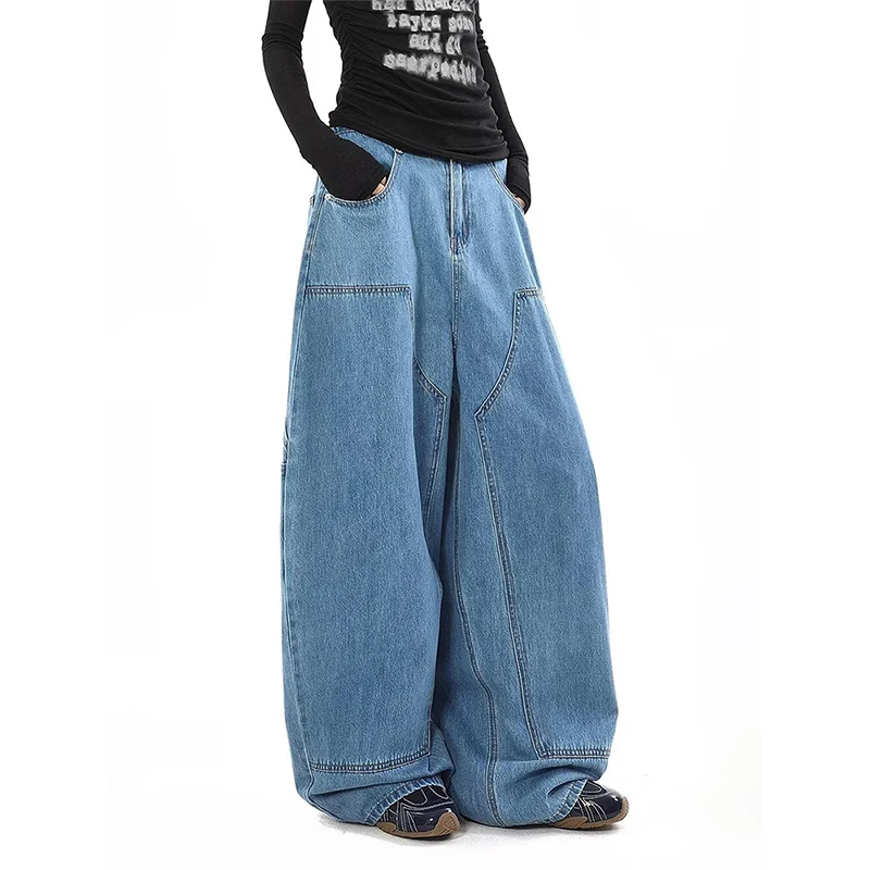 Y2K Американские винтажные прямые синие джинсы с высокой талией, женские повседневные уличные брюки, мешковатые широкие джинсовые брюки в стиле гранж
Y2K Американские винтажные прямые синие джинсы с высокой талией, женские повседневные уличные брюки, мешковатые широкие джинсовые брюки в стиле гранж