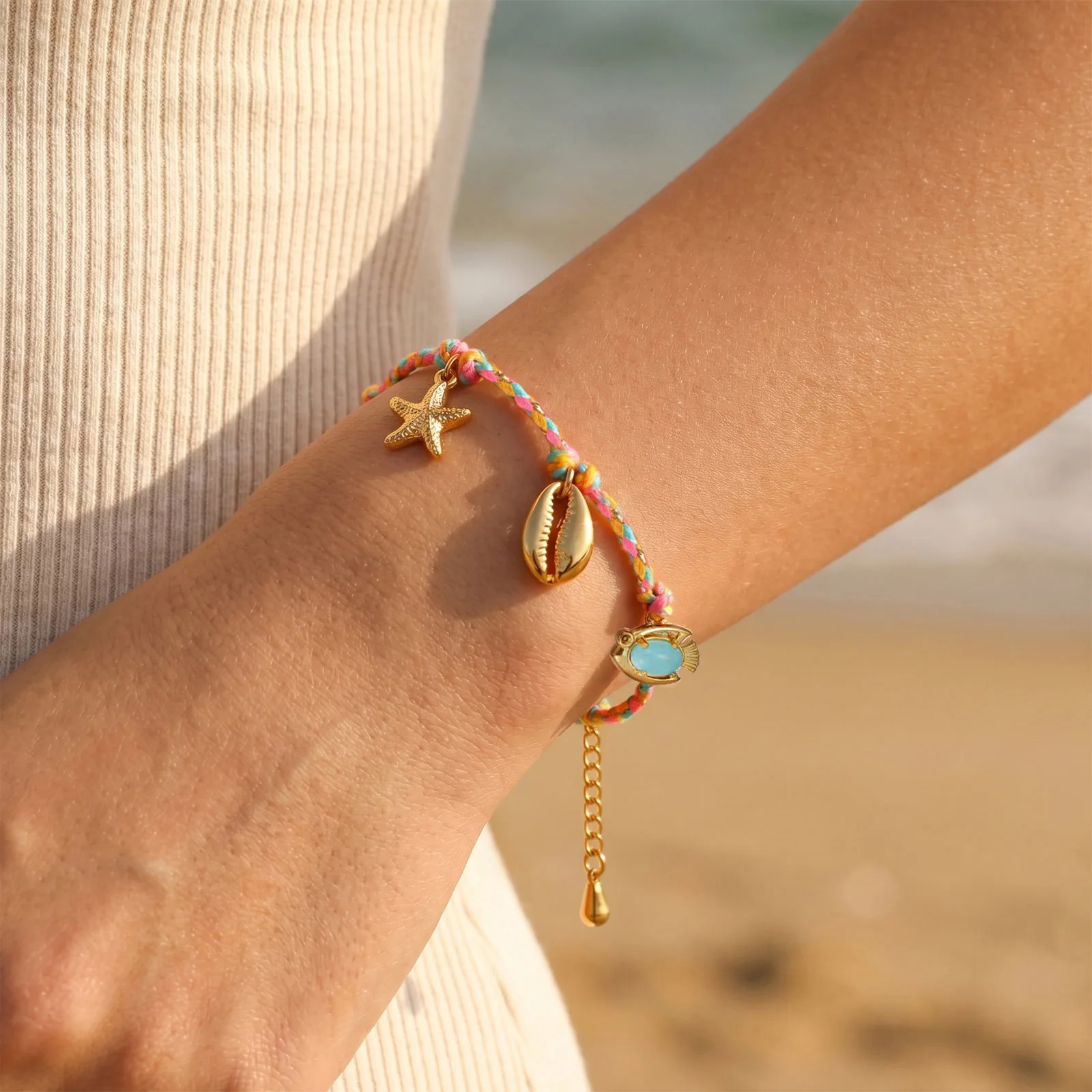 Vnox Ocean Style Stainless Steel Colorful Handmade Woven Sea Shell Starfish Charms Bracelet Rope Braided Boho Jewelry Beach Gift
Vnox Ocean Style Stainless Steel Colorful Handmade Woven Sea Shell Starfish Charms Bracelet Rope Braided Boho Jewelry Beach Gift