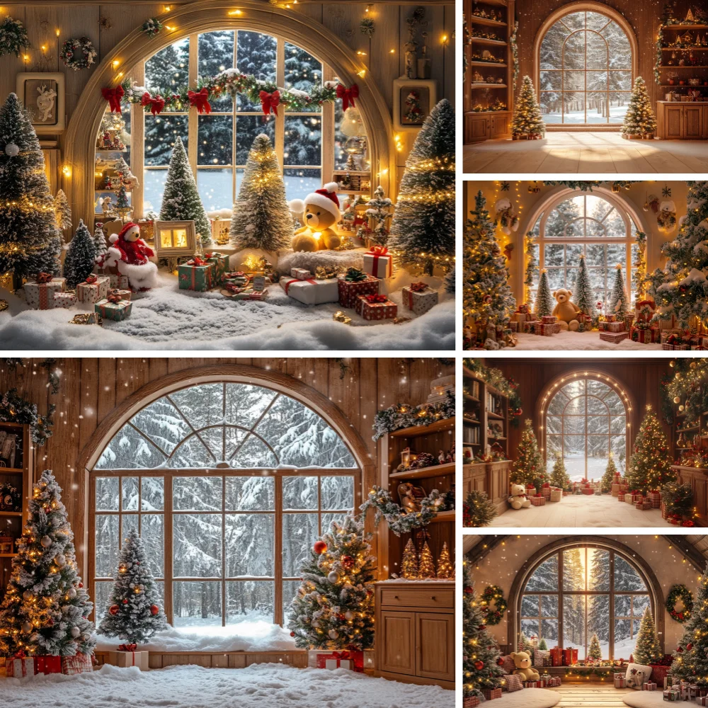 Warm Cottage Arched Window Christmas Backdrop Pine Tree Santa Plush Bear Red Bow Garland Color Gift Box Snowy Window Background
Warm Cottage Arched Window Christmas Backdrop Pine Tree Santa Plush Bear Red Bow Garland Color Gift Box Snowy Window Background