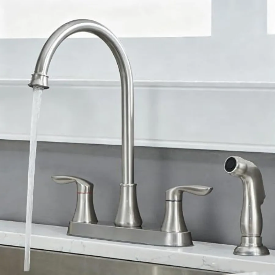 Kitchen Faucet with Side Sprayer, Brushed Nickel Stainless Steel Kitchen Faucets with Supply Line, 3 or 4 Hole 2 Handle Kitchen
Kitchen Faucet with Side Sprayer, Brushed Nickel Stainless Steel Kitchen Faucets with Supply Line, 3 or 4 Hole 2 Handle Kitchen
