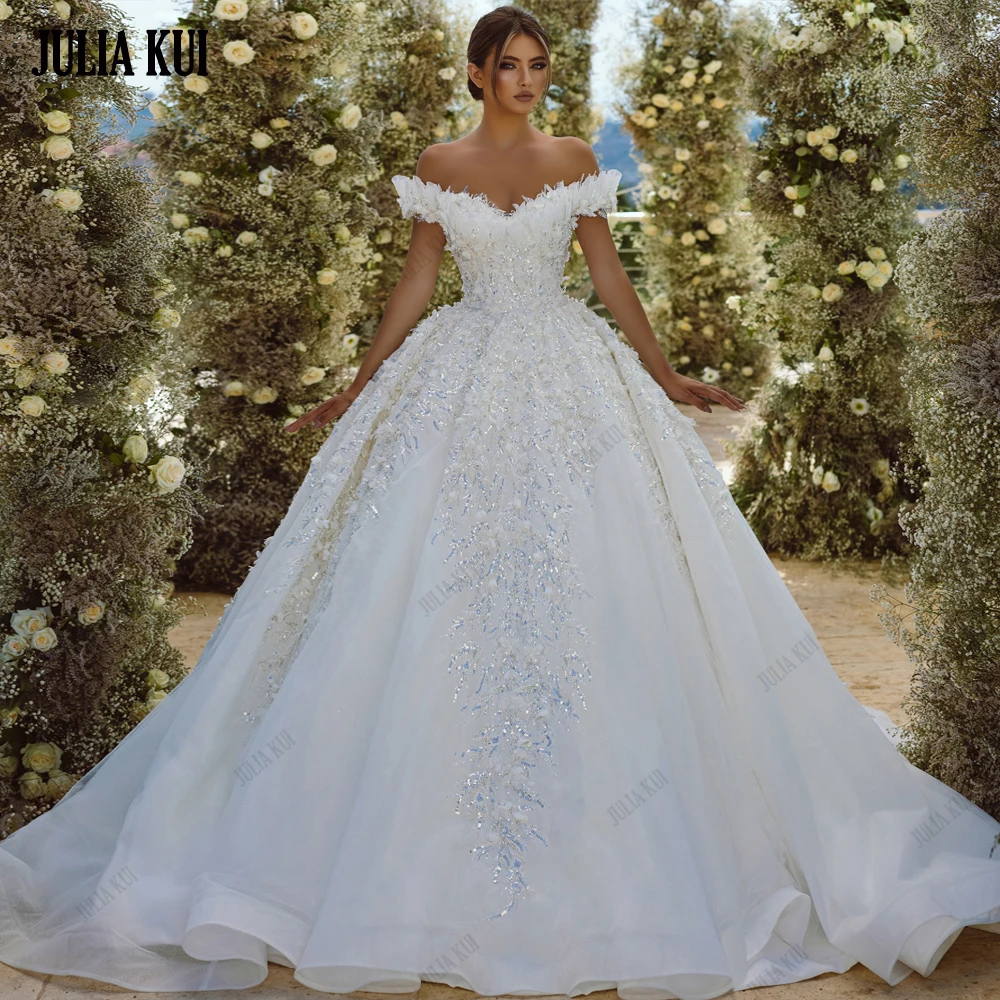 Julia Kui Charming Ball Gown Bridal Gowns Gorgeous Sparkle Beading Lace Off Shoulder Sleeves Wedding Dresses
Julia Kui Charming Ball Gown Bridal Gowns Gorgeous Sparkle Beading Lace Off Shoulder Sleeves Wedding Dresses