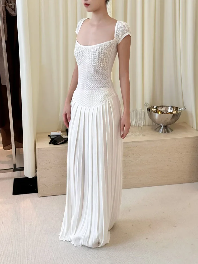 Handmade beaded knitted pleated knitted dress, elegant A-line long women's dress for the 2026 summer seas
Handmade beaded knitted pleated knitted dress, elegant A-line long women's dress for the 2026 summer seas