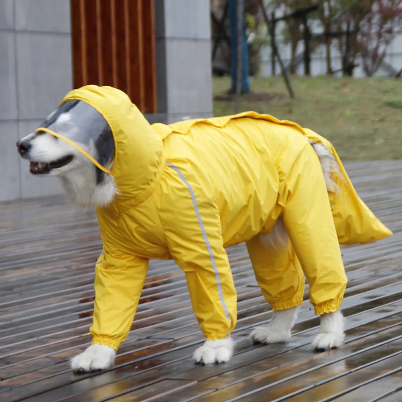 Four-Legged Dog Raincoat Gender Specific Design Full Coverage Dog Raincoat Pet Apparel Hood with Clear Visor for Large Dogs
Four-Legged Dog Raincoat Gender Specific Design Full Coverage Dog Raincoat Pet Apparel Hood with Clear Visor for Large Dogs