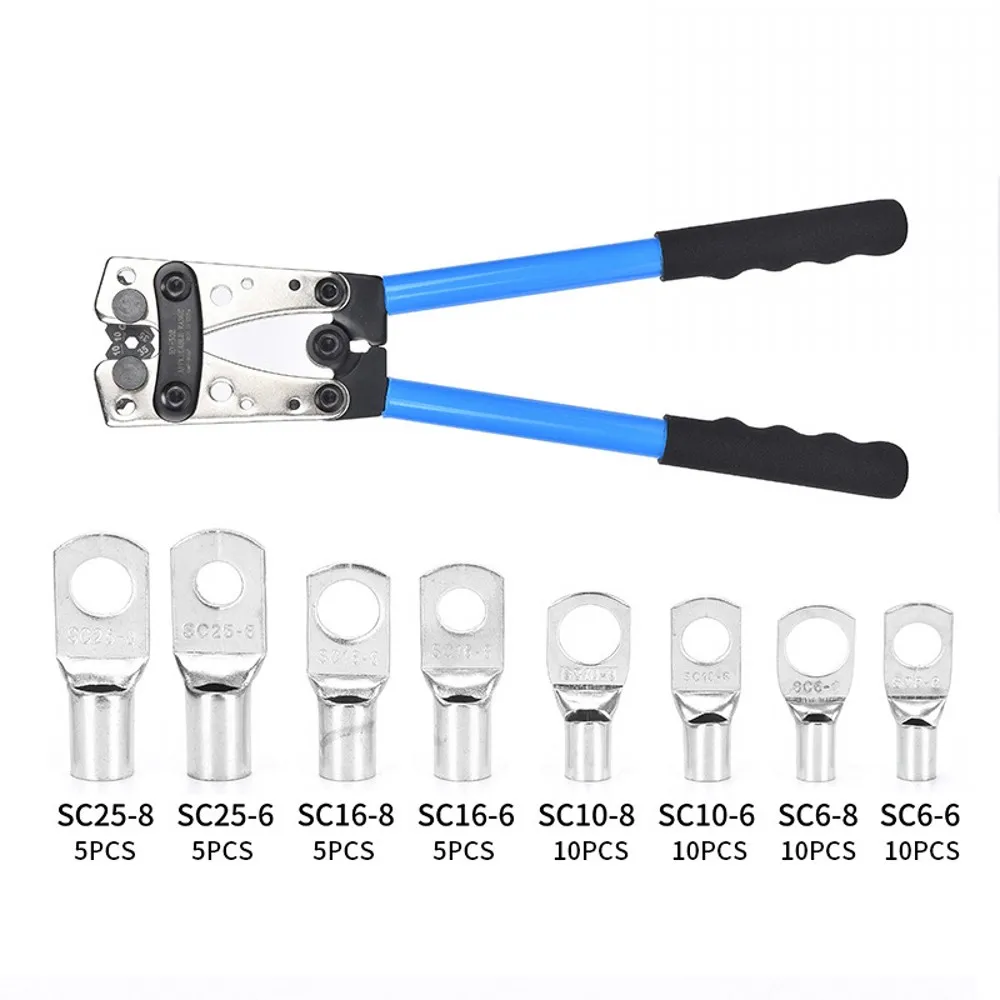 Crimping Plier Battery Cable Lug Crimping Tool HX-50B Wire Crimper Hand Ratchet for 6-50mm 0-10AWG With 60pcs Terminals
Crimping Plier Battery Cable Lug Crimping Tool HX-50B Wire Crimper Hand Ratchet for 6-50mm 0-10AWG With 60pcs Terminals