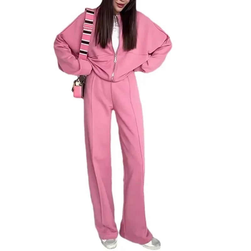 Casual Pant Set for Women 2025 New Fashionable Two-Piece with Zipper Jacket and Straight Pants
Casual Pant Set for Women 2025 New Fashionable Two-Piece with Zipper Jacket and Straight Pants