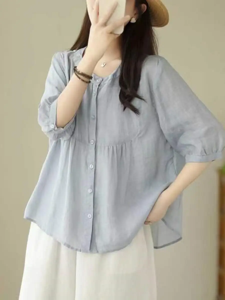 Retro Hemp Lantern Sleeve Shirt Women Summer Thin Casual Loose Cotton Linen Open Cardigan Top Cool Feeling Short Sleeve Shirt
Retro Hemp Lantern Sleeve Shirt Women Summer Thin Casual Loose Cotton Linen Open Cardigan Top Cool Feeling Short Sleeve Shirt