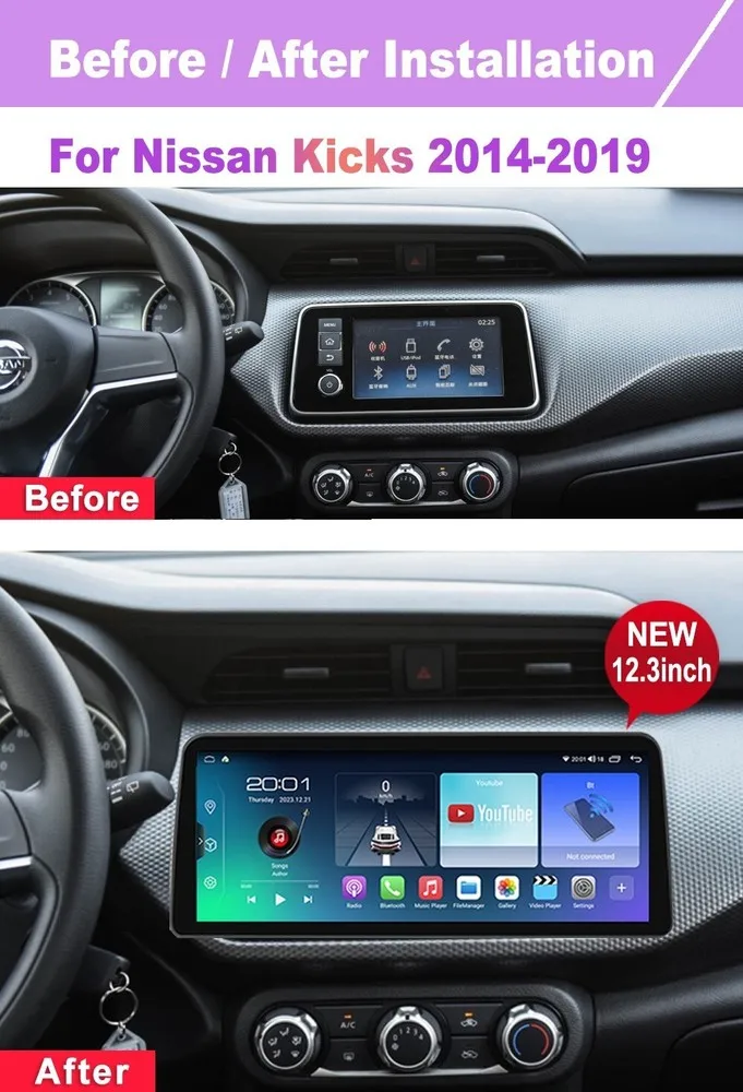Автомобильный радиоприемник Android с экраном 12,3 дюйма для Nissan Kicks 2014-2019, головное устройство CarPlay
Автомобильный радиоприемник Android с экраном 12,3 дюйма для Nissan Kicks 2014-2019, головное устройство CarPlay