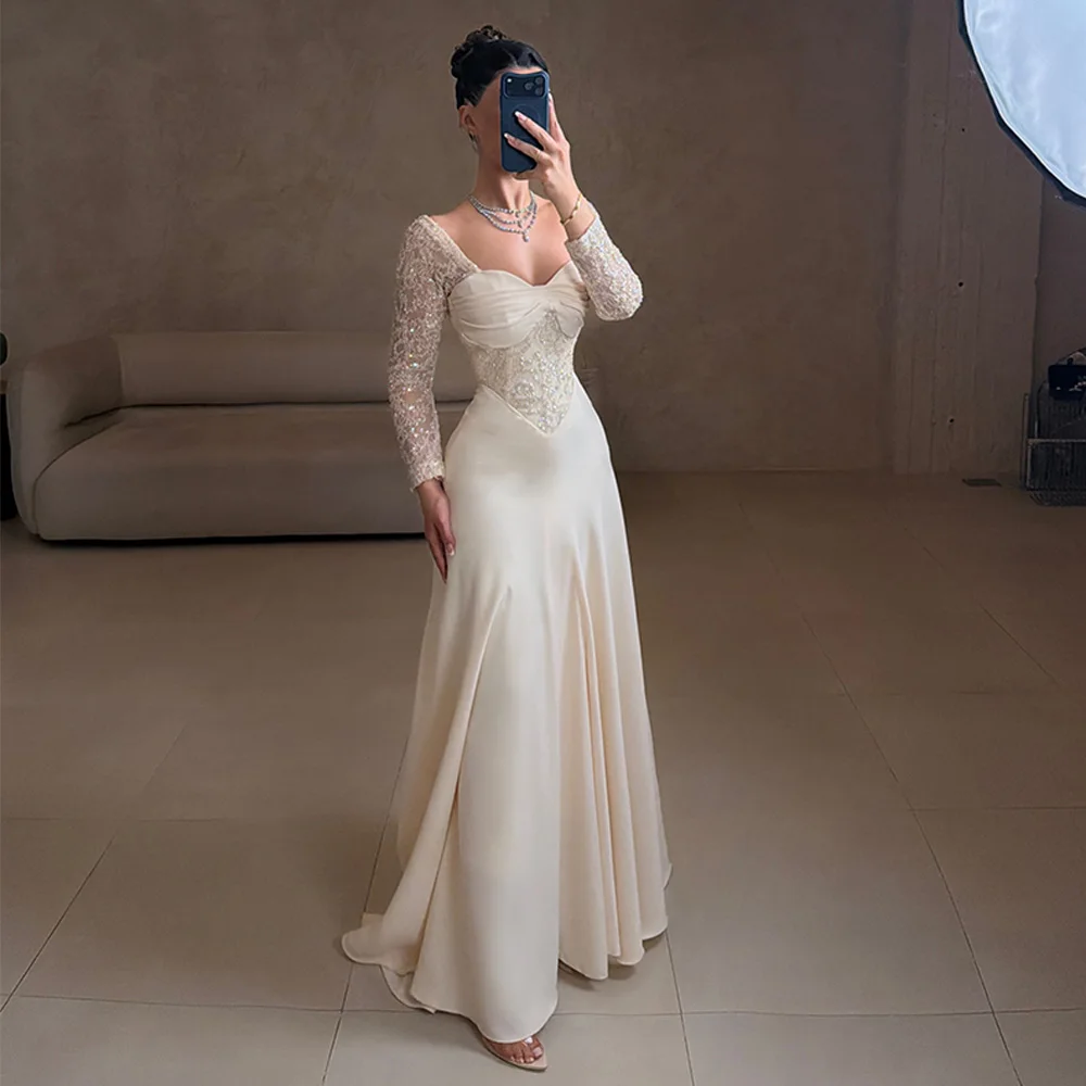 Customized Sweetheart Long Sleeves Evening Dress High Quality Appliques Celebrity Gowns Delicate A-Line Zipper Back Party Dress
Customized Sweetheart Long Sleeves Evening Dress High Quality Appliques Celebrity Gowns Delicate A-Line Zipper Back Party Dress