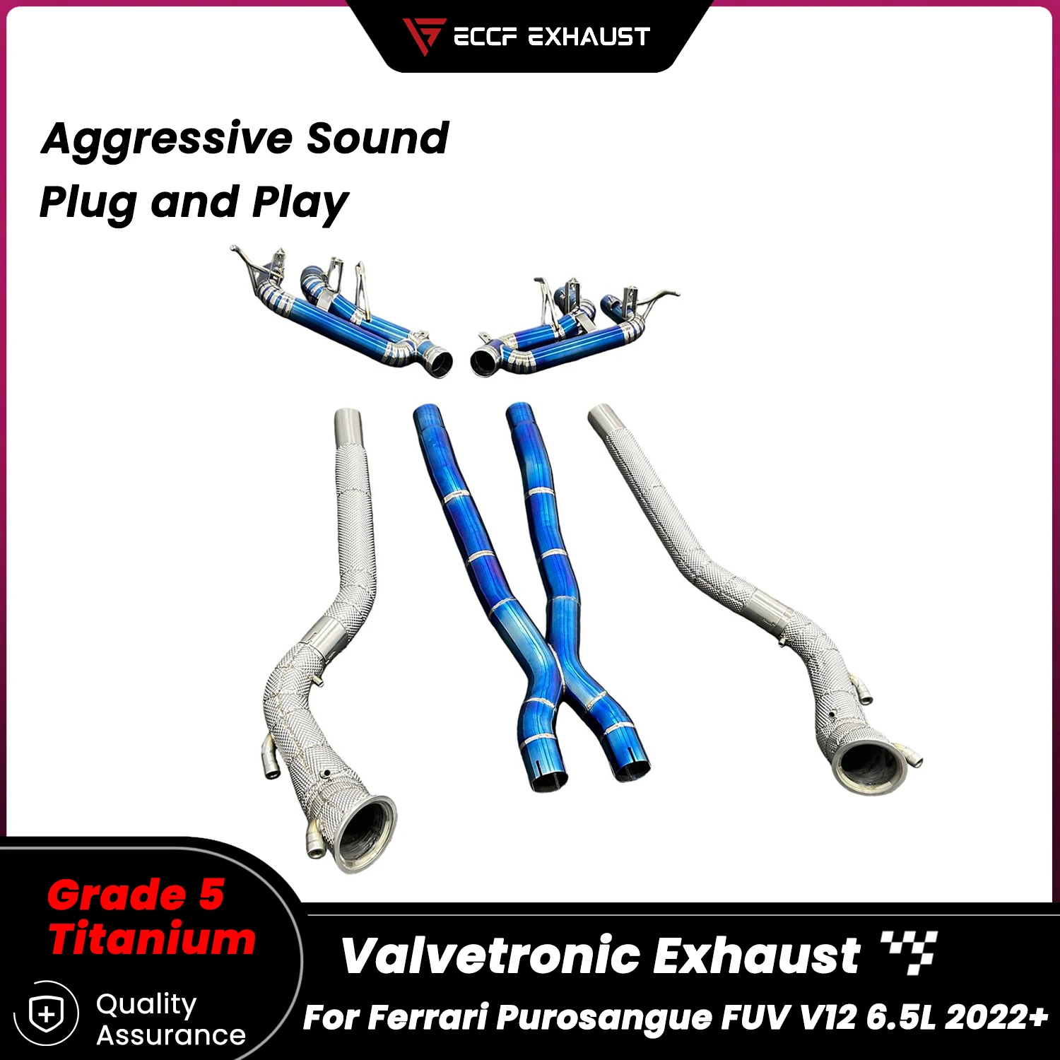 Sporty TItanium Complete exhaust system for Ferrari Purosangue FUV V12 6.5L 2022+ Aggressive Exhaust Sound Performance Upgrade
Sporty TItanium Complete exhaust system for Ferrari Purosangue FUV V12 6.5L 2022+ Aggressive Exhaust Sound Performance Upgrade