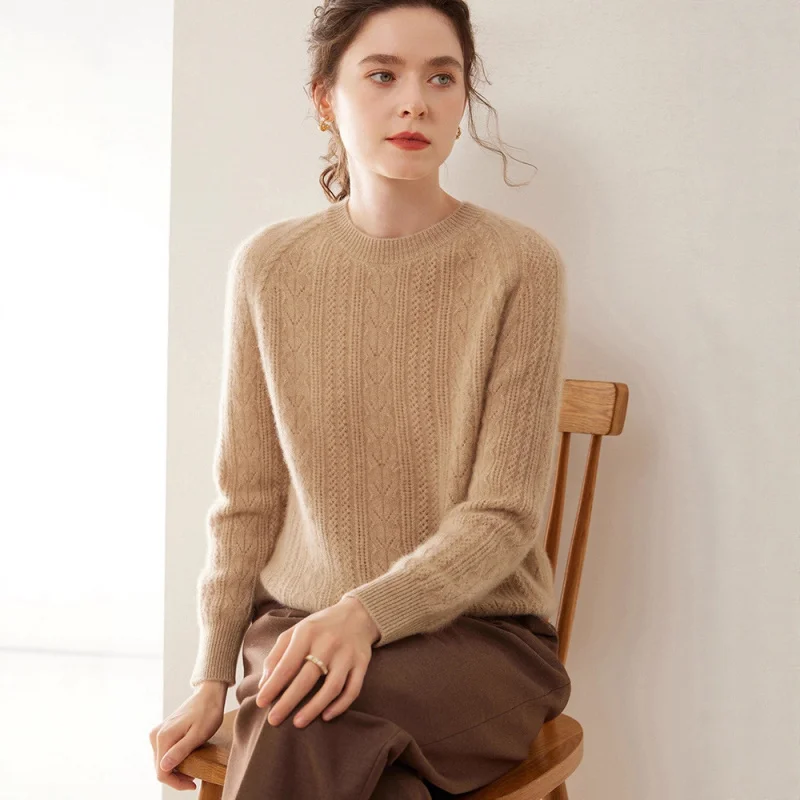 Autumn Winter Round Neck Seven-Needle Hollow Flower Pattern Cashmere Women'S Knitted Base Shirt Long Sleeve Loose Warm Thick Swe
Autumn Winter Round Neck Seven-Needle Hollow Flower Pattern Cashmere Women'S Knitted Base Shirt Long Sleeve Loose Warm Thick Swe