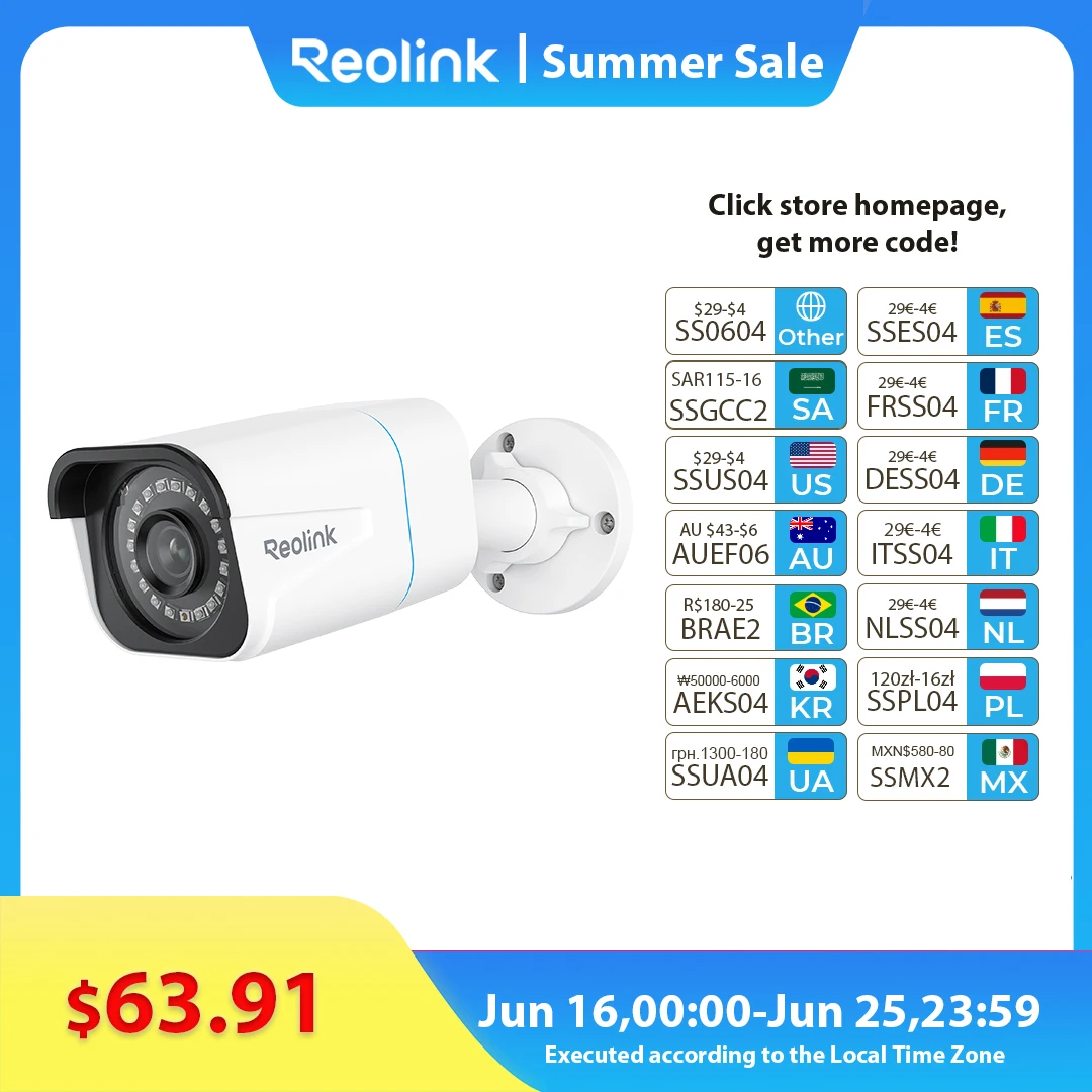 Reolink Outdoor Camera 8mp 4K PoE Human/Car Detection Infrared Night Vision Bullet Smart Home IP Surveillance Camera RLC-810A
Reolink Outdoor Camera 8mp 4K PoE Human/Car Detection Infrared Night Vision Bullet Smart Home IP Surveillance Camera RLC-810A