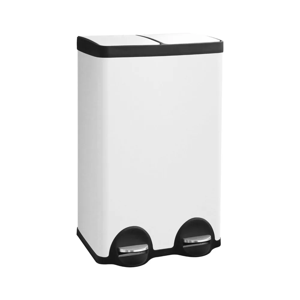 "60 liter dual section stainless steel trash bin with 16 gallon capacity, white kitchen waste receptacle featuring silent sealin
"60 liter dual section stainless steel trash bin with 16 gallon capacity, white kitchen waste receptacle featuring silent sealin
