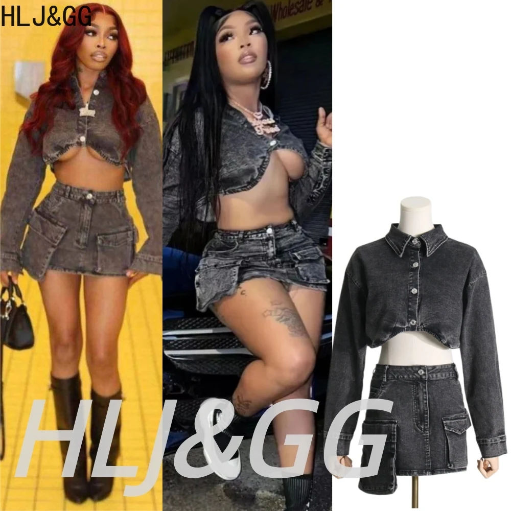 HLJ&GG High Quality Denim Y2K 2 Piece Sets Women Lapel Button Long Sleeve Crop Top+Mini Skirts Outfits Fashion Cowboy Streetwear
HLJ&GG High Quality Denim Y2K 2 Piece Sets Women Lapel Button Long Sleeve Crop Top+Mini Skirts Outfits Fashion Cowboy Streetwear