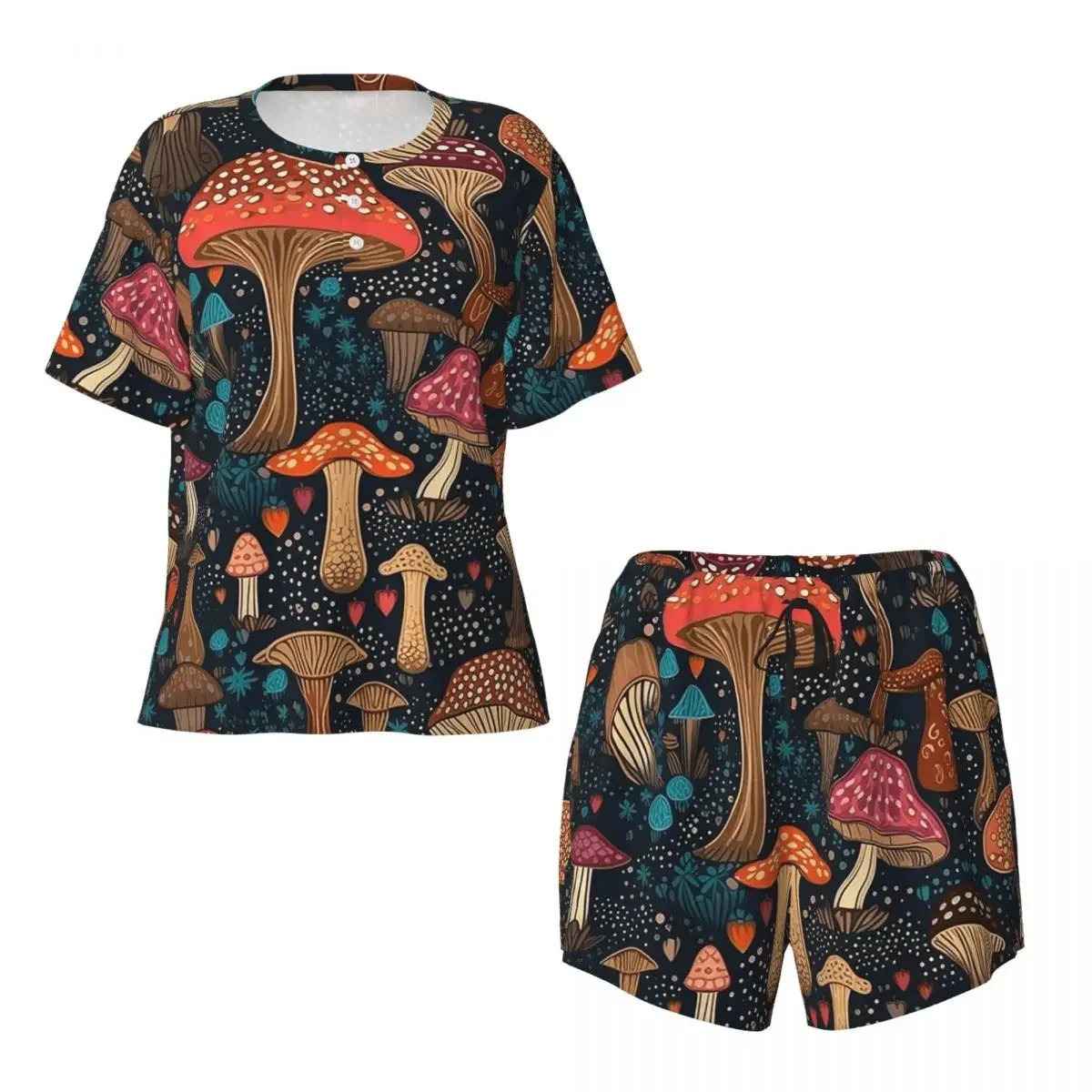 Psychedelic Magic Mushrooms Print Lava Round Neck Short Sleeves Nightdress for Sleeping Women Loose Pajama Set Short Pants
Psychedelic Magic Mushrooms Print Lava Round Neck Short Sleeves Nightdress for Sleeping Women Loose Pajama Set Short Pants